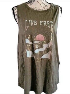 Spiritual Gangster LIVE FREE Graphic Jade Muscle Tank Top Spruce Yoga Activewear